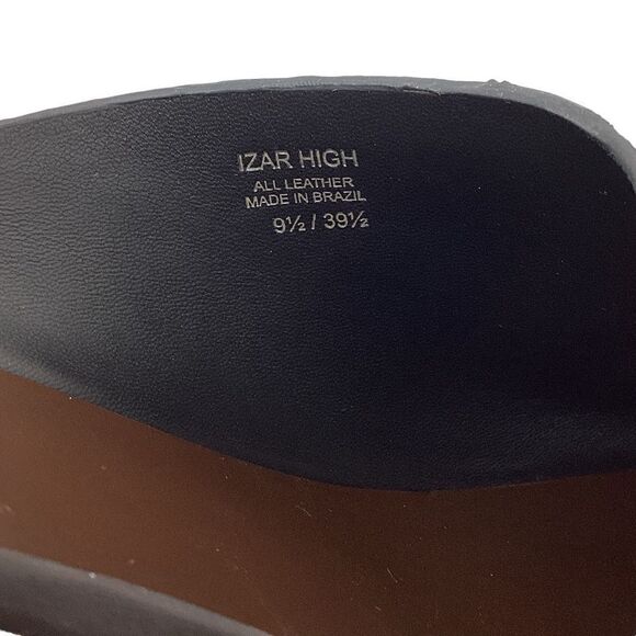 Mercedes Castillo Izar Suede Slide Sandals Black Ivory Block Heel Mule Size 39.5 - Picture 2 of 10